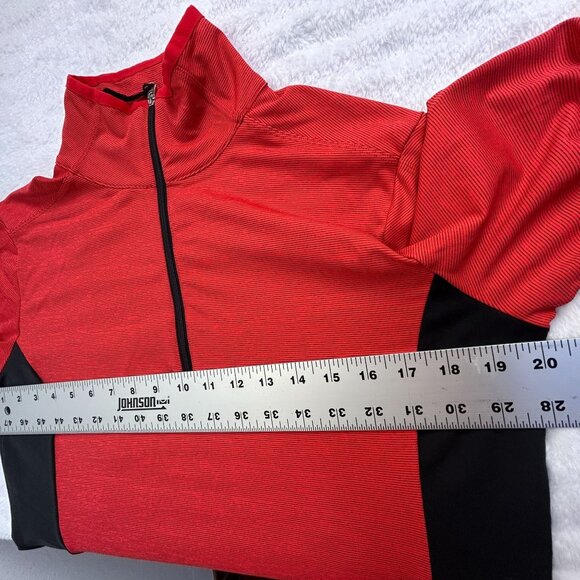 Nils Red Black Pinstripe 1/4 Zip Pullover Long Sleeve Active Top Large Stretch - Picture 5 of 7